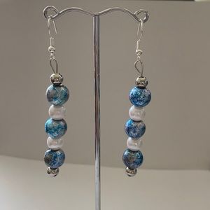 Cute Blue Foil Dangle Earrings